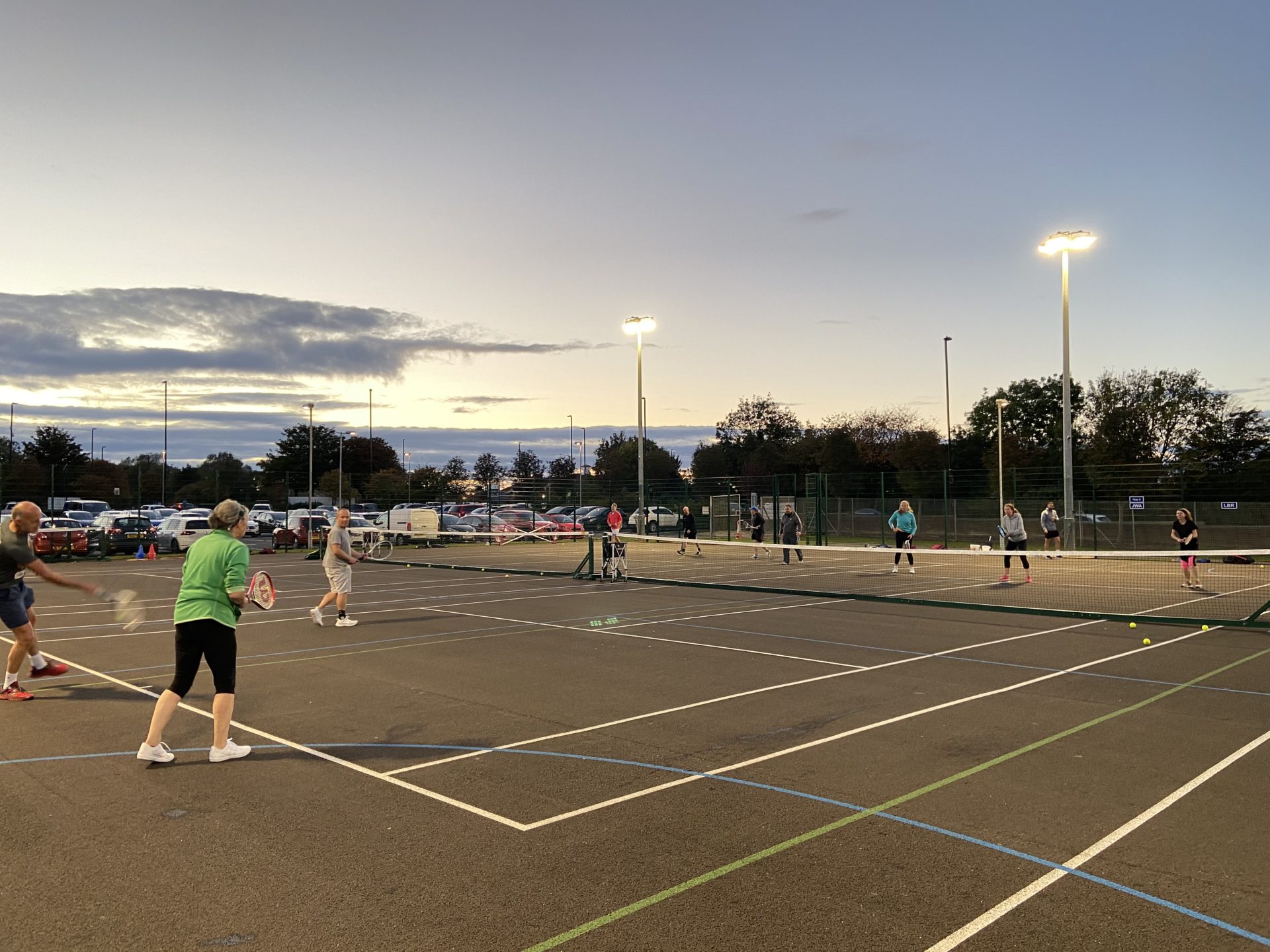 Evening matchplay under floodlights